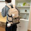 Women's Color Block Schoolbag Junior High School Students Large Capacity Backpack