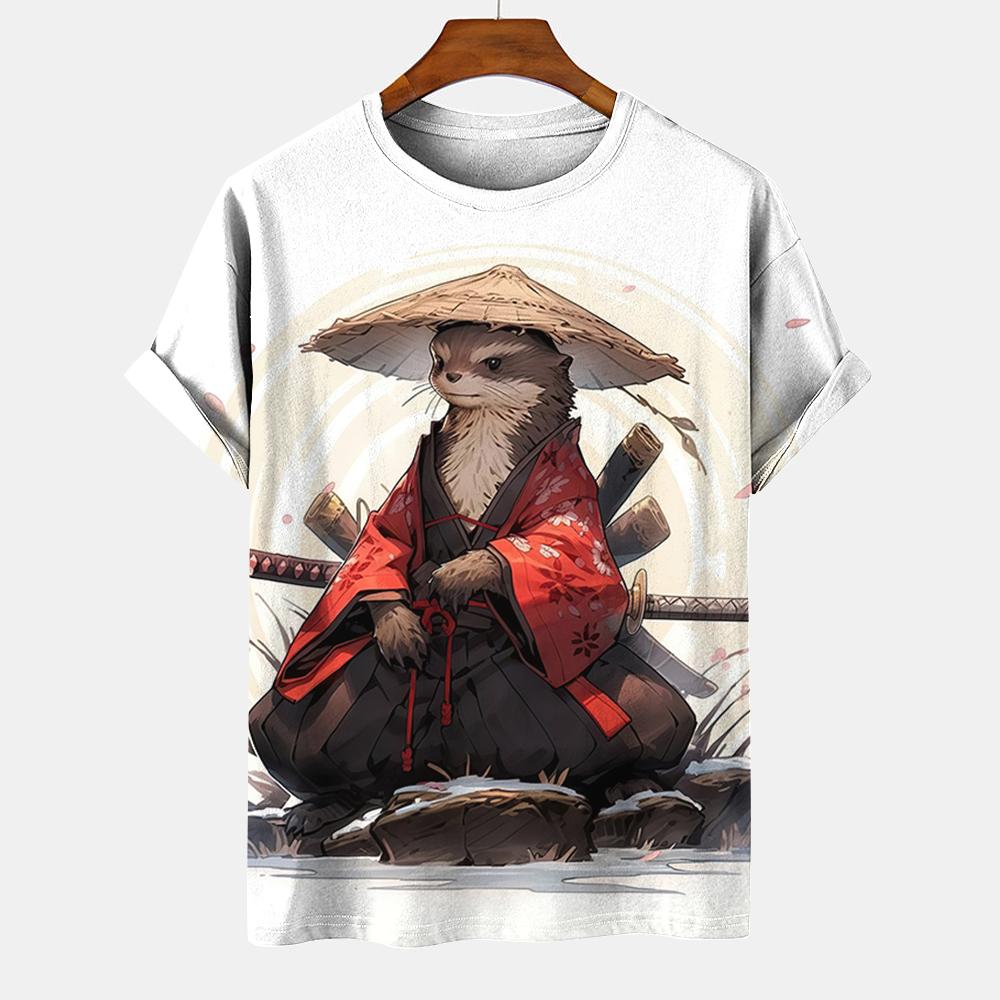 Мужская японская футболка с рисунком животных Ukiyoe, 3D-печать