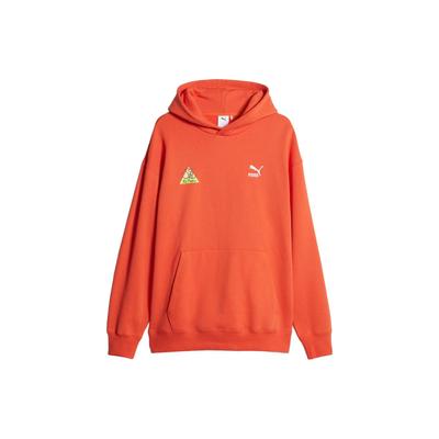 Puma Свободная флисовая повседневная толстовка с капюшоном Мужская толстовка с капюшоном Оранжево-красная 620845-39