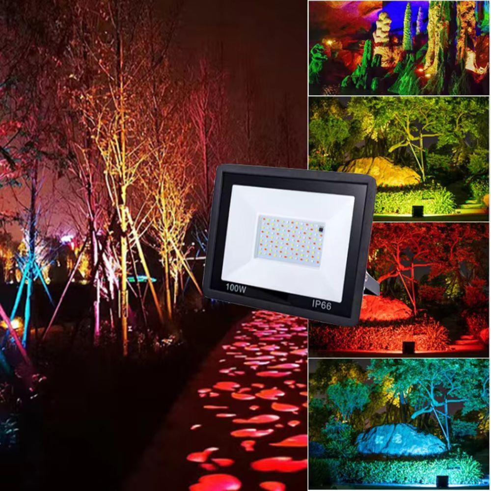 IP66 Waterproof Color Spotlight With Remote Landscape Lights RGB LED Floodlight Outdoor