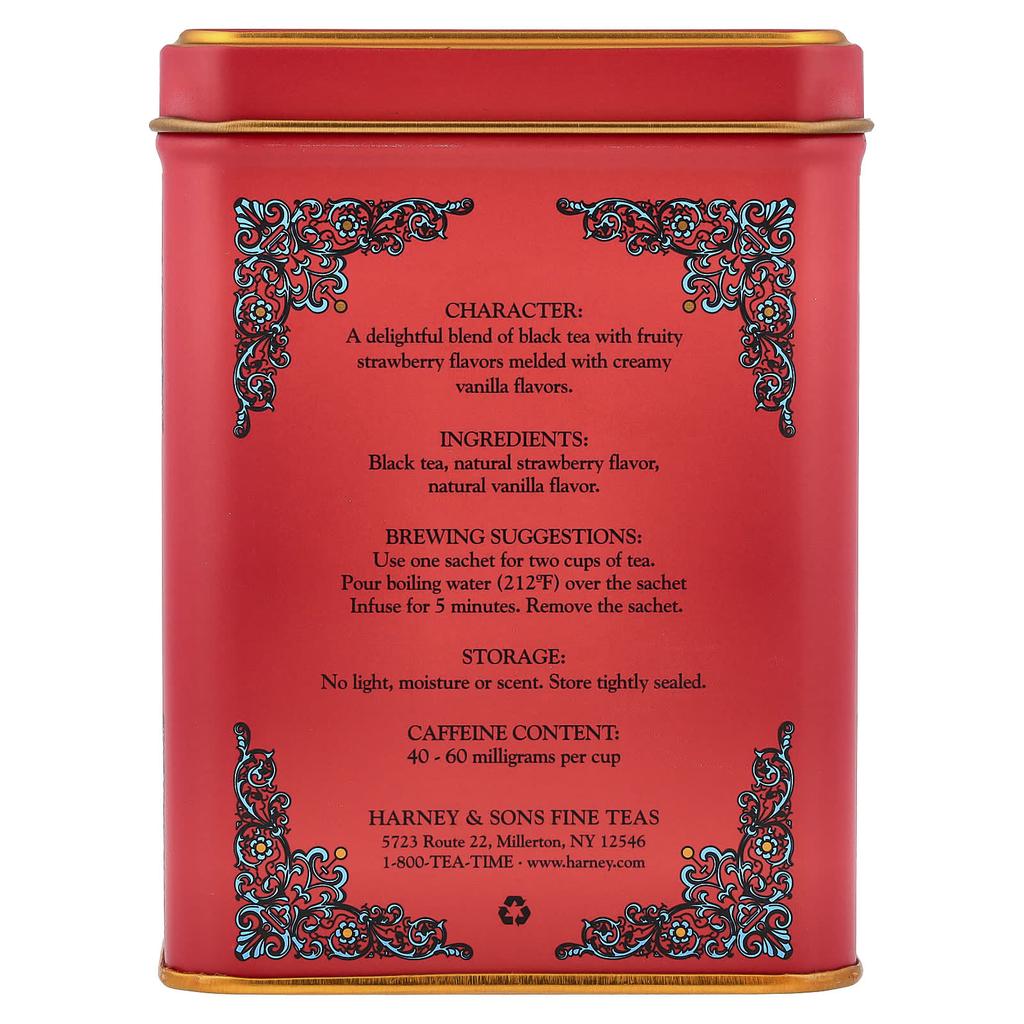Harney & Sons, Black Tea, Strawberry Vanilla, 20 Packets, 40g (1.4oz)
