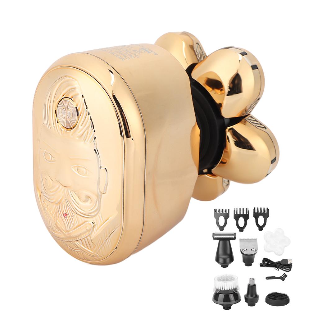Electric Shaver 6 Blades Rechargeable Multifunctional LCD Digital Display Bald Head Trimmer 5W