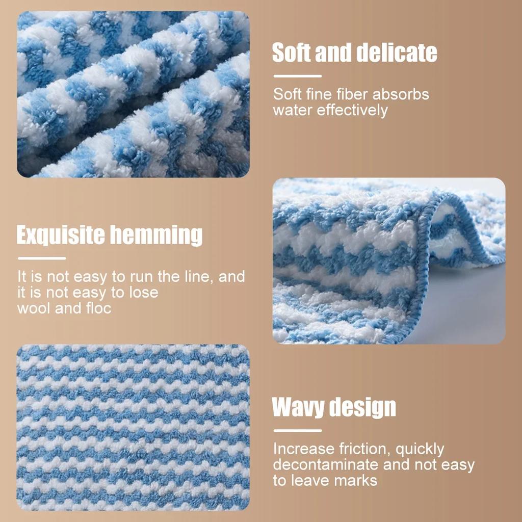 5pcs Kitchen Dish Cloths Soft Absorbent Dish Rag Reusable Dish Towels Household Washable Cleaning Cloth Housework Clean Towel