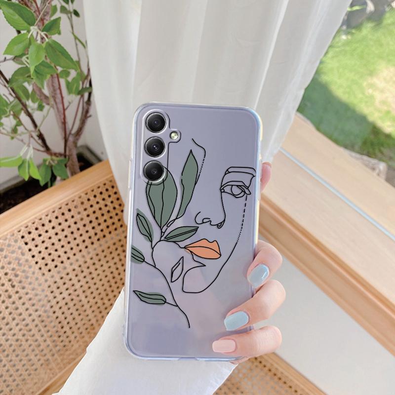 Мягкий силиконовый чехол Artistic Line для Xiaomi Redmi Note 13 Pro 13 14 Poco Samsung A35 A55 M35 S24 Huawei Honor iPhone Camera Защитный противоударный чехол