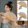 Chinese Style Folding Hand Fan Bamboo Frame Women's Dance Fan Retro Handheld  Fan  Home Use