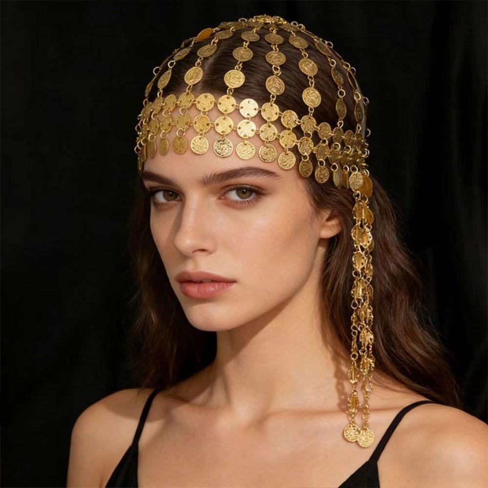 Round Exotic Forehead Chain Korean Style Long Tassels Hair Chain Headgear Accessory
