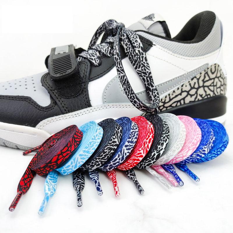 Flat Burst Crack Texture Shoelaces Rope Sports Shoe Laces Leopard Print Cement Flame Red Printing Shoestring 17 Colors