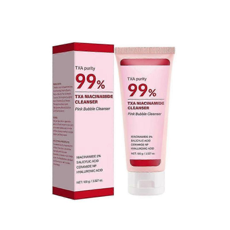 TXA Niacinamide 99 Pore Cleanser with Brush, Pink Bubble Gum Formula 100g