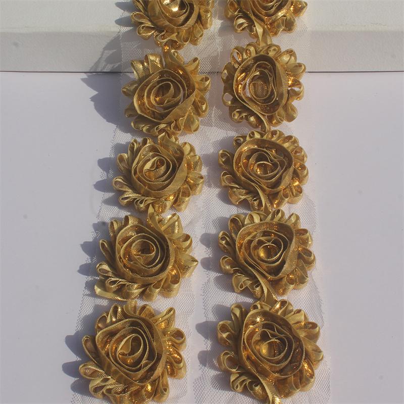 1y 2.5 дюймов блестящие цветы из ткани для принцессы девочек повязки на голову аксессуары для волос детские рубашки туфли своими руками поделки цветы