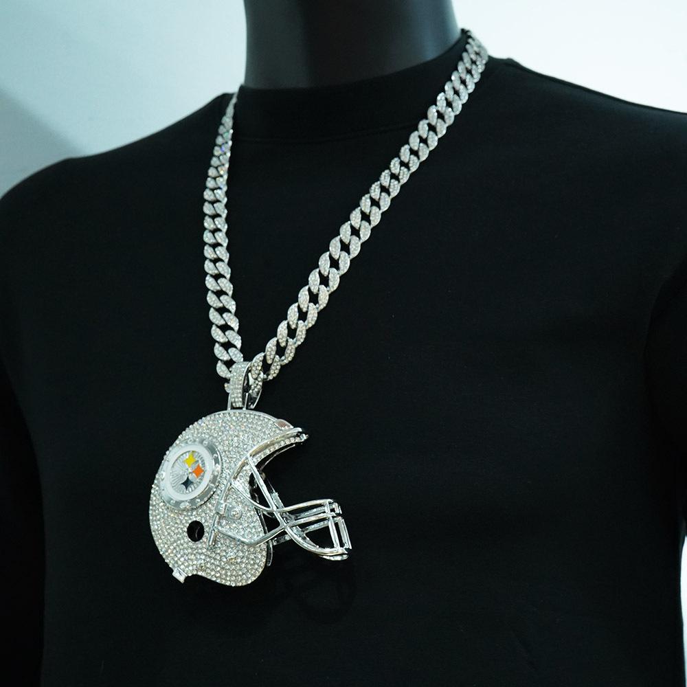 Европейская и американская подвеска-ожерелье в виде шлема Pittsburgh Steelers из сплава