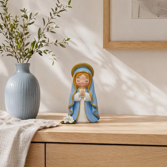 Cute Girl Resin Figurines, Mini Praying Girl Collectible Figure, Little Girl Statue Ornaments for Home Office Desktop Decor