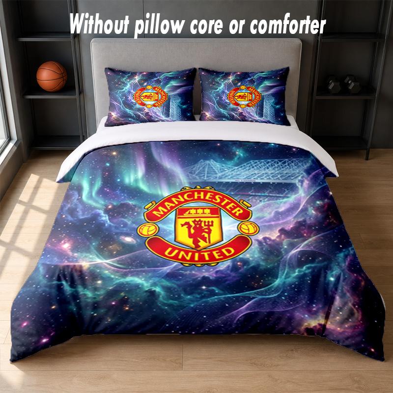 Дизайн Manchester United Постельное белье 1 пододеяльник + 2 наволочки Мягкое дышащее домашнее постельное белье