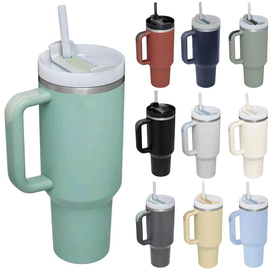 1200 мл пищевая чашка для кофе со льдом и ручкой, модная соломенная автомобильная кружка для воды с изоляцией из нержавеющей стали