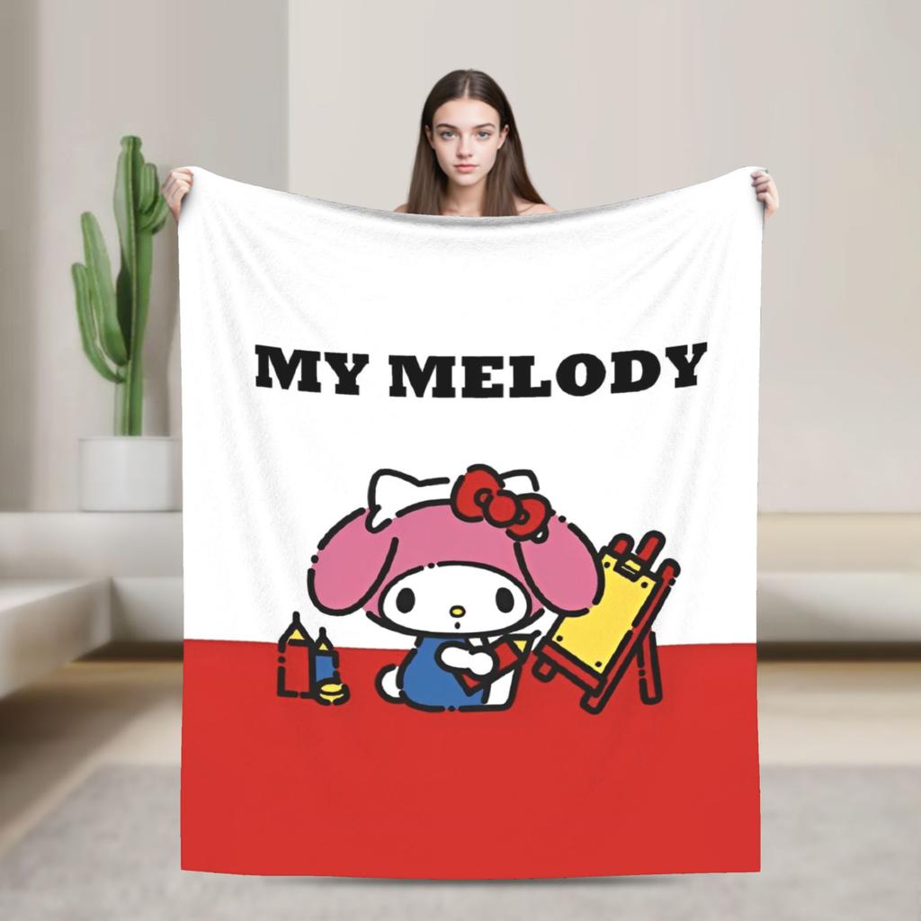 Милые Мультяшные Пледы My Melody Пушистые Забавные Теплые Пледы для Кровати Дивана Лето