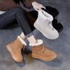GKTINOO Women Snow Boots Quality Cow Suede Leather Round Toe Slip On Flat Platform Thick Plush Winter Warm Ankle Boots