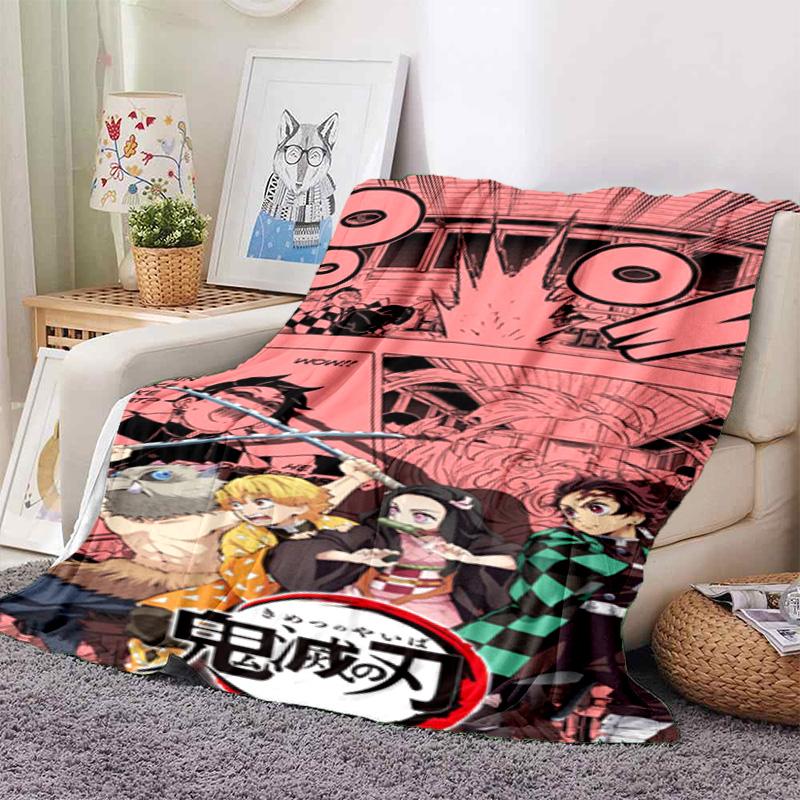 Japanese manga artist Koyoharu Gotouge's Demon Slayer blanket Soft and portable four season home bed, office travel, lunch break, warm blanket K14