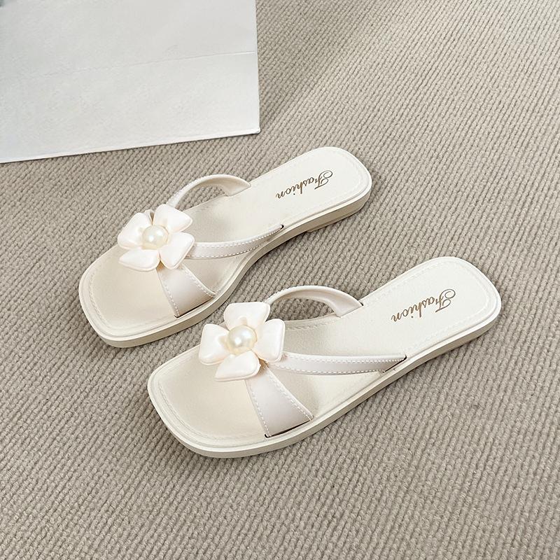 Жемчужные туфли - универсальные женские пляжные плоские нескользящие уличные студенческие модные шлепанцы