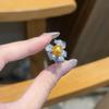 Французское кольцо-цветок с желтым жемчугом для женщин, холодный ветер, легкая роскошь, высококачественный дизайн, открытое кольцо на палец