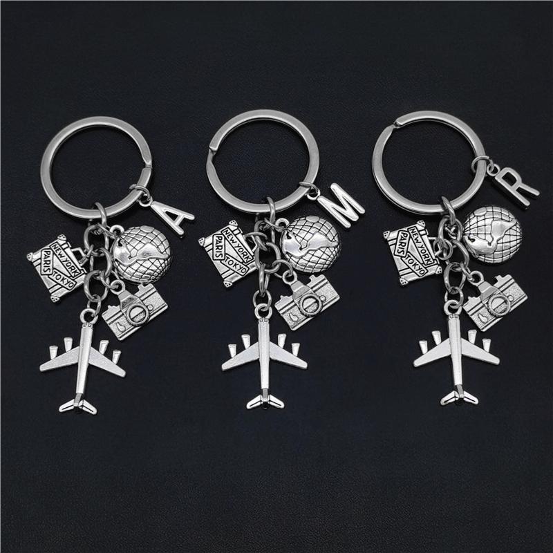26 Букв Самолет Брелок Подвеска Самолет Брелок Земля Камера Шарм Брелок Лучшие Друзья Путешествия Ювелирные Изделия Подарки