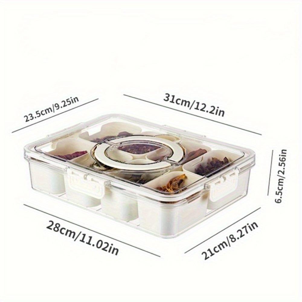 1Pack Kitchen Plastic Seasoning Storage Box with Lid and Handle Spice Storage Container Multifunctional 8 Grids Storage Box