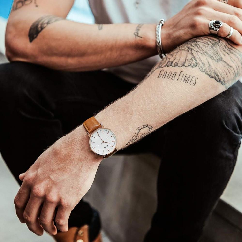 BUREI Кожаные мужские простые деловые водонепроницаемые аналоговые мужские наручные часы стильные популярные деловые брендовые мужские тонкие мужские часы M