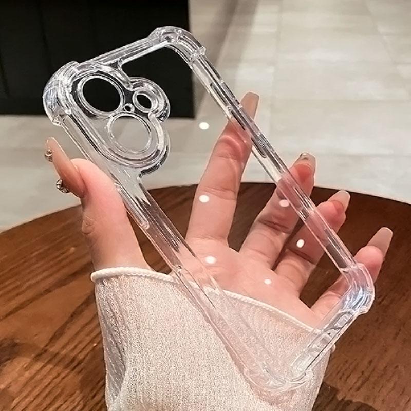Роскошный Противоударный Прозрачный Чехол для Телефона для iPhone 11 12 13 14 15 16 Pro X XR XS Max Plus Силиконовый Бампер Прозрачная Жесткая Задняя Крышка