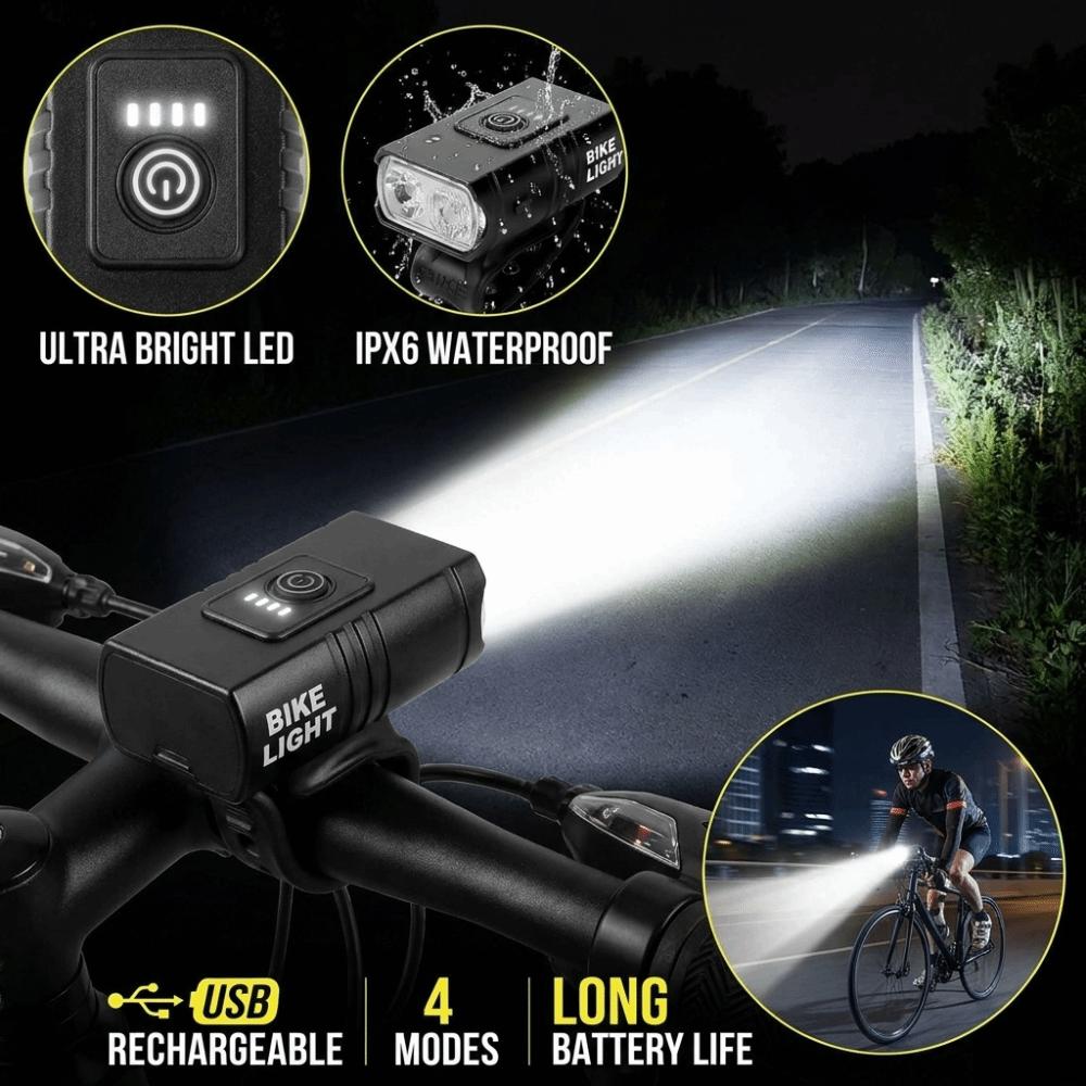 USB Rechargeable LED Bike Front Lamp Waterproof Bike Flashlights Bicycle Headlight Outdoor Cycling