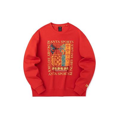Anta Однотонный свитер с длинным рукавом, мужской топ, красный 952318720-2