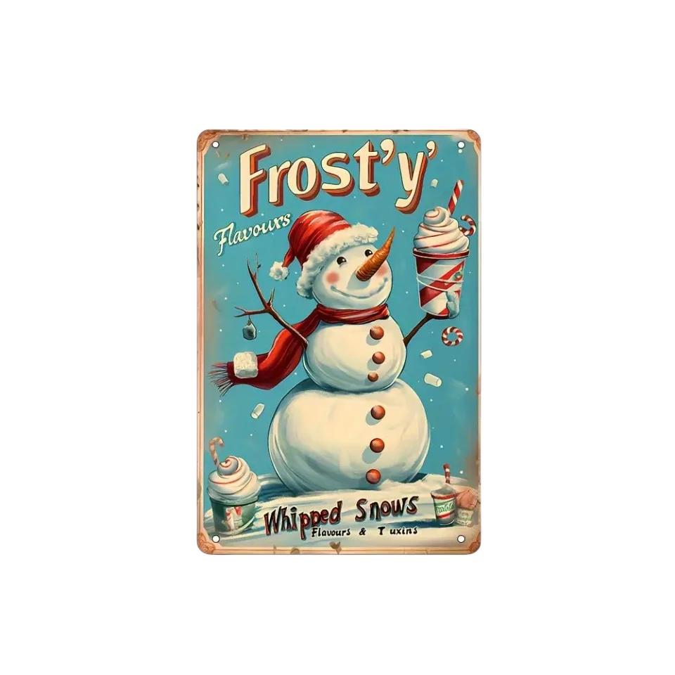 Винтажный металлический постер Рождественский эльф Металлические жестяные таблички Постеры Тарелка Красочный визуальный эффект Настенное искусство для Кафе Бара Офиса Клуба Паба