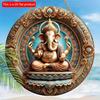 1 шт. 2d плоская классическая деревянная настенная табличка Ганеша - 20 см круглая многоцелевая декоративная табличка для Дивали, спальни, гостиной, патио - элегантная стена