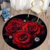 1 шт. круглый ковер с рисунком красной розы для дома, нескользящий моющийся ковер из волокна, мягкий удобный коврик для спальни, гостиной