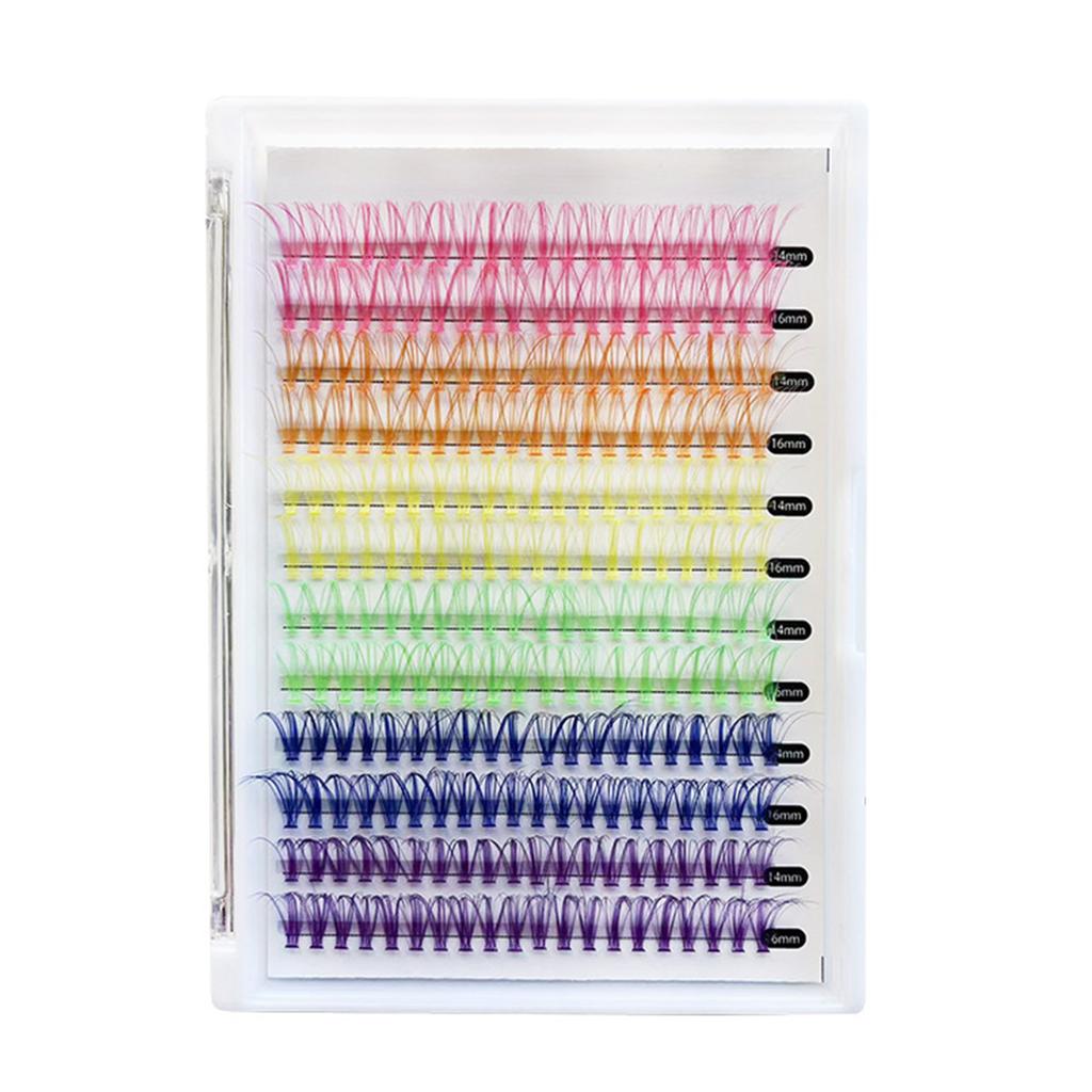 Набор цветных кластеров ресниц. Набор отдельных накладных ресниц. Сегментированные накладные ресницы с клеем для ресниц.