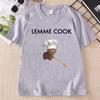 Смешная футболка с мемом про кота LEMME COOK Милый кот-шеф-повар Футболка для унисекса Смешные графические футболки Повседневные футболки с круглым вырезом