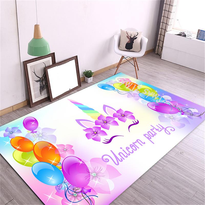 3d Unicorn Pattern Floor Mat Home Antifouling Rectangular Carpet Wedding Kitchen Living Room Dining Table Coffee Table Mat