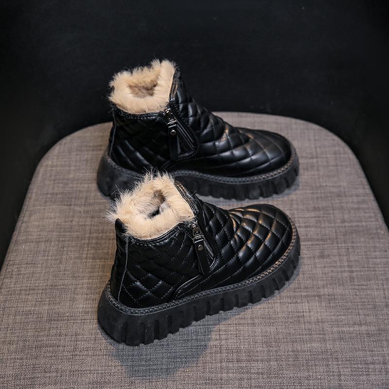 Snow Boots Womens Winter Ankle Boots Ladies Warm Fur Lined Booties Thickening Shoes Zip Flat Sneakers Outdoor Booties