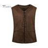 Жилет в стиле панк, готический, ренессансный, со шнуровкой, ретро-жилет, V-образный вырез, без рукавов, однотонный, для ролевых игр на Хэллоуин
