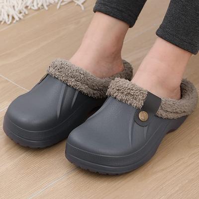 Модные мужские тапочки Comwarm Clogs, зимние теплые тапочки для сада, нескользящие водонепроницаемые тапочки, мужские мягкие пушистые тапочки из меха, плюшевые тапочки
