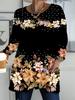 2025 Autumn Winter New Plus Size Women's Tops, Flower 3D Print Fashion Crew Neck Long Sleeve T-Shirts