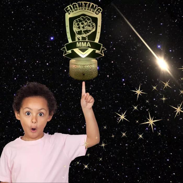 Lampe LED 3D - Sport de Combat - Multicolore - Tactile - Télécommande - 22 cm