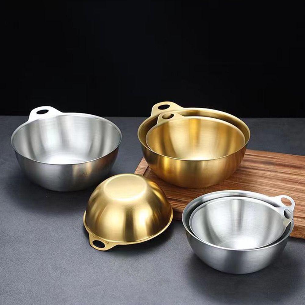 Large Capacity Stainless Steel Salad Bowl Gold/Silver Food Container Noodle Bowl Korean Soup