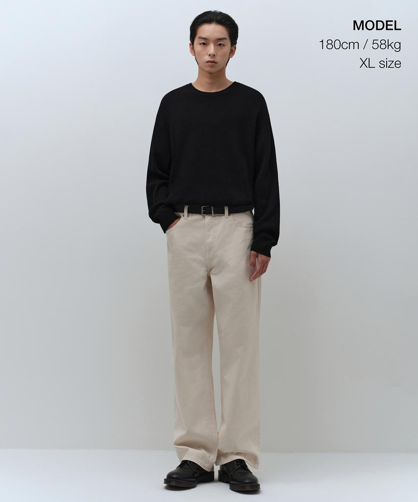 MUSINSA STANDARD [Victoria Wool] Minimal Ribbed Crew Neck Knit [Black]