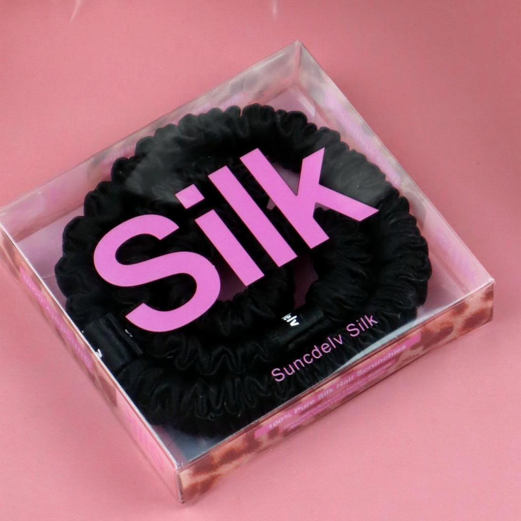 2PCS 100% Silk Hair Scrunchies For Women Girls High Quality Hair Ties HairBands Silk Suitable for Valentine's Day 22Momme Silk Hair Accessoires