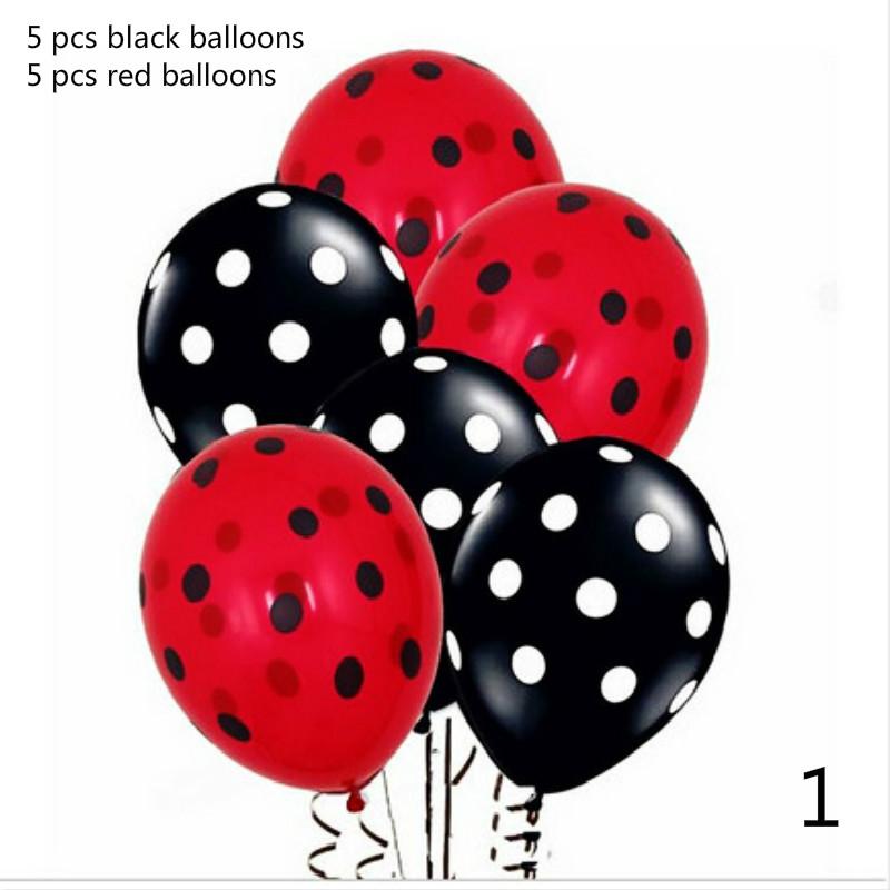 10 шт. / Лот, 12 дюймов, красные, черные точки, латексные шары, воздушные шары в горошек, мультяшная тема, декор для дня рождения