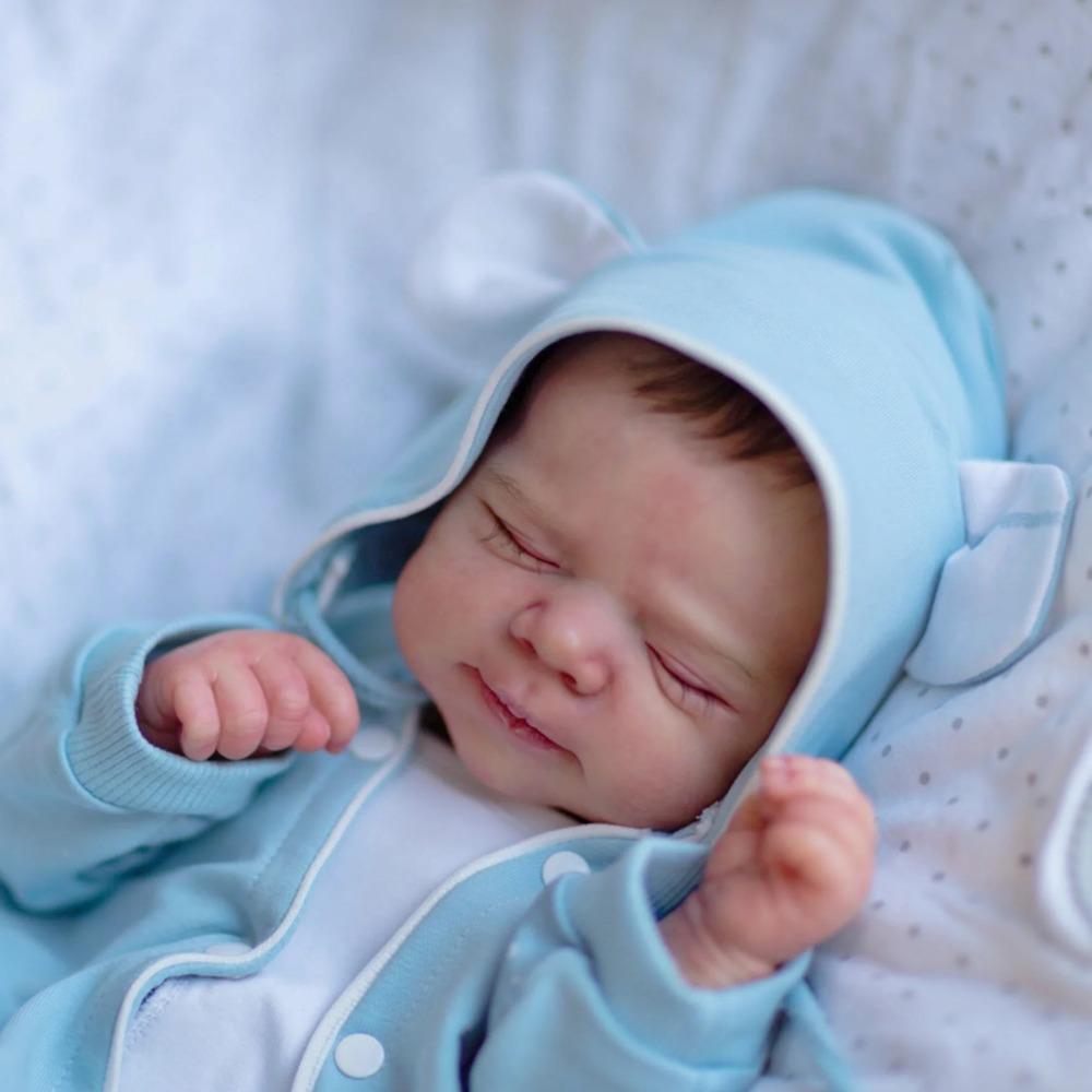 BZDOLL 18 дюймов 45 см Спящая кукла-реборн с кожей, расписанной 3D-красками, и видимыми венами Игрушка (Мягкий винил, Тканевое тело) Реалистичная Новорожденная Кукла Бебе Девочка Подарок на День Рождения