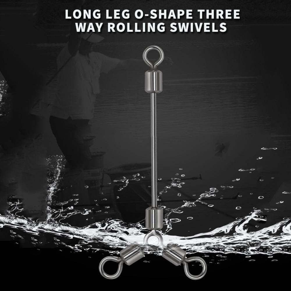 Long Leg Fishing Swivels Fishing Barrel Swivel O-Shape Fishing Connector Fishing Three Way Swivel
