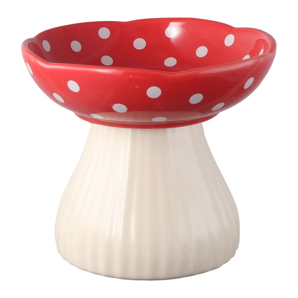 5.9*5.9*4.7 Inches Mushroom Cat Food Bowl Red Cat Food Basin Cute Elevated Cat Bowls