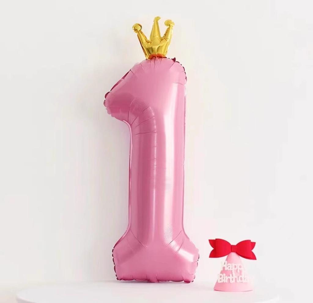 42 Inch Baby Pink And Blue Crown Digital Balloon Children'S Treasure First Birthday Party Scene Decoration Indoor And Outdoor Decoration