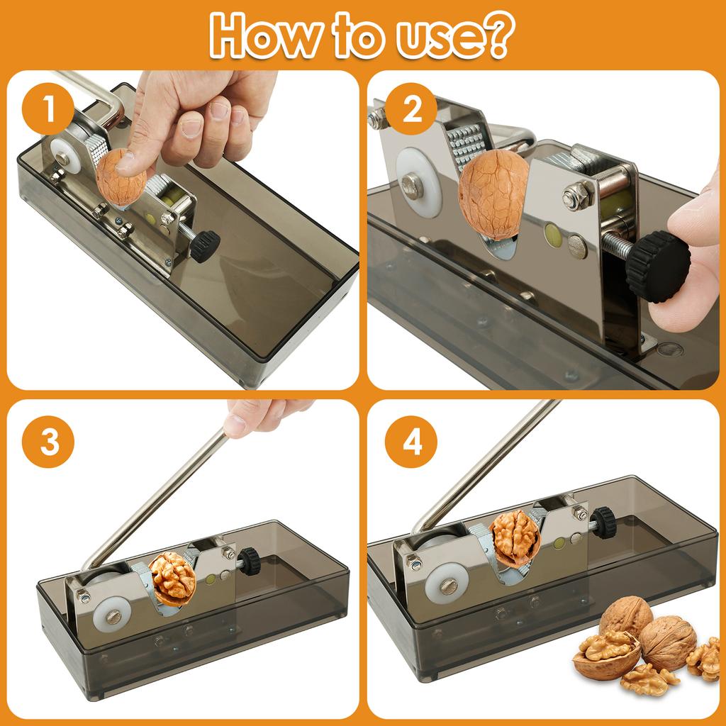 Walnut Cracker Stainless Steel Nut Opener Tool with Adjustable Jaw Efficient Pecan Cracker Tool for Almond Hazelnut Chestnut