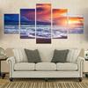 Печатная картина Декор для гостиной 5 шт. Голубая морская вода Пляж Саншайн Морской пейзаж Плакат Модульная настенная живопись Холст Картина Рамка без рамки