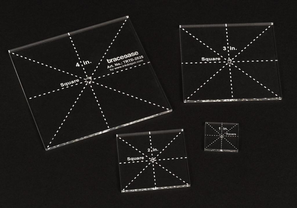 Traceease 4 шт. квадратные геометрические шаблоны-трафареты 1, 2, 3, 4 дюйма, трафаретная линейка «сделай сам», для геометрических измерений — толщина 1,8 дюйма